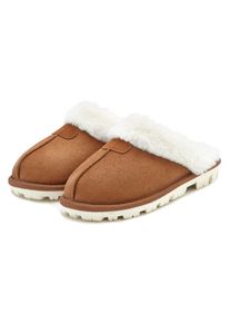 Vivance Damen Pantolette "Plüsch Hausschuhe, Hausschuh, Pantoffeln, Clogs, Schlappen", Gr. 40, braun, Obermaterial: 80% Textilmaterial, 20%