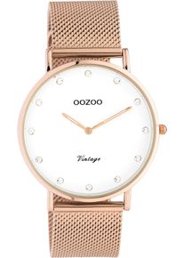 Oozoo Damen Quarzuhr, rosa, Armbanduhren, Armbanduhr, Damenuhr, Edelstahlarmband, Zirkonia (synth.)