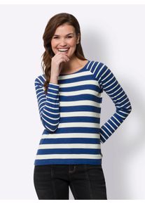 Heine Damen Rundhalsshirt "Streifenshirt"royalblau, ecru, gestreift, Gr. 38, gemustert, gestreift, 95% Viskose, 5% Elasthan, Shirts
