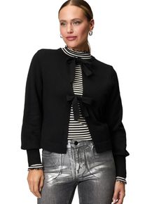 Zero Damen Strickpullover "Zero Pullover mit Schleifen", schwarz, casual, Gr. 38, unifarben, Strick, Obermaterial: 59% Baumwolle (Organic), 27%