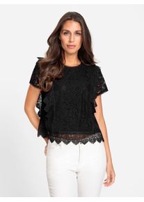 Heine Damen Spitzenbluse, schwarz, Gr. 40, unifarben, 60% Baumwolle, 40% Polyamid, Besatz:100% Baumwolle, Blusen