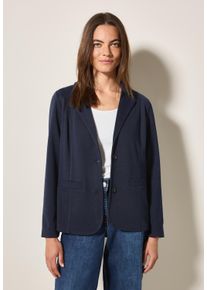 Cecil Damen Kurzblazer, blau, casual, Gr. XL, unifarben, Stoff, Jersey, 84% Polyester, 13% Viskose, 3% Elasthan, Blazer, mit Reverskragen