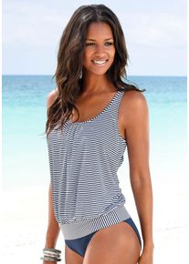 Lascana Damen Oversize-Tankini, blau, Gr. 38, gestreift, Polyamid, Bikini-Sets, im Streifendesign