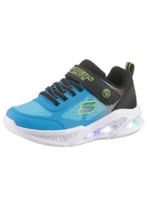 Skechers Kinder Sneaker "Skechers METEOR-LIGHTS", Gr. 34, blau, Textil, Lederimitat, kontrastfarbene Details, sportlich, Schuhe, Klettschuh mit