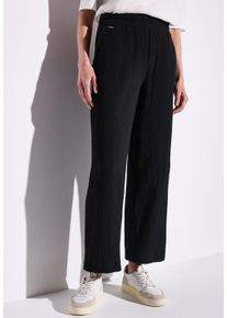 Street One Damen Stoffhose, schwarz, casual, Gr. 34, unifarben, Web, Obermaterial: 100% Baumwolle, Hosen, in Struktur-Optik