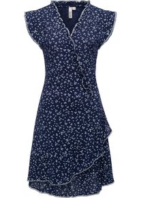 Ragwear Damen Volantkleid "Chantalia Print", blau, feminin, Gr. S, 100% Viskose, Kleider, stylisches Sommerkleid mit Print und Rüschen