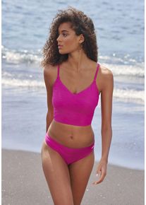 Sunseeker Damen Crop-Bikini-Top "Loretta", pink, Gr. 34, unifarben, Strukturmuster, Polyamid, Bikini-Oberteile, mit Strukturmuster