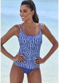 ELBSAND Damen Tankini-Top "Letra", blau, Gr. 36, bedruckt, Recycling-Polyamid, Bikini-Oberteile, mit tollem Wording