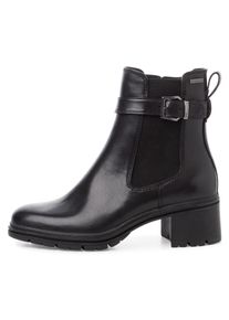 Tamaris Damen Chelseaboots, Gr. 37, schwarz, Leder, Elastischer Einsatz, unifarben, klassisch, Schuhe, Blockabsatz, Stiefelette, Businessschuh, Gore