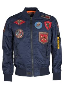 Top Gun Herren Bomberjacke "TG2024001", blau, Gr. S, Oberstoff: 100% Nylon / Futter: 100% Polyester / Strick: 100% Polyester / Kragen: 100%