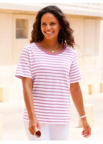 Casual Looks Damen T-Shirt "Ringelshirt", rosa, Gr. 40, gemustert, mehrfarbig, gestreift, 100% Baumwolle, Shirts