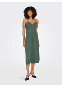 Only Damen Spaghettikleid "ONLHONEY STRAP DRESS JRS", grün, Gr. M, unifarben, Jersey, Obermaterial: 95% Viskose, 5% Elasthan, Kleider