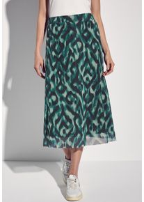 Street One Damen Maxirock, grün, casual, Gr. 40, gemustert, Stoff, 95% Polyester, 5% Elasthan, Röcke, im elastischen Materialmix