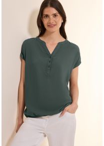 Cecil Damen Kurzarmbluseschwarz balmy khaki, casual, Gr. M, unifarben, Stoff, 100% Viskose, Blusen, aus softer Viskose