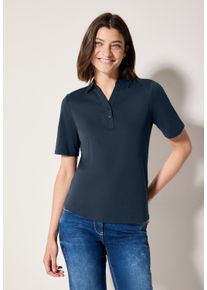 Cecil Damen Poloshirt, blau, casual, Gr. XS, unifarben, Web, 100% Baumwolle, Shirts, aus reiner Baumwolle