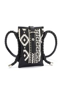 Lascana Damen Umhängetasche, schwarz-weiß, Textil, Lederimitat, mehrfarbig, Flechtoptik, Taschen, im Ethno Look, Handytasche, Minibag, Crossbody Bag