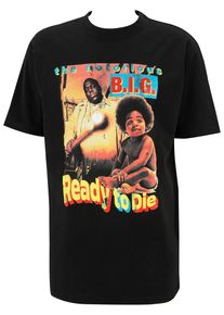 Herren Kurzarmshirt "Upscale by Mister Tee Herren Biggie Ready To Die Oversize Tee", schwarz, casual, Gr. XL, UPSCALE BY MISTER TEE, unifarben, 100%