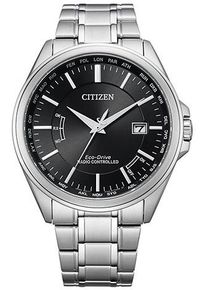 Citizen Herren Funkuhr, silber, Armbanduhren, Armbanduhr, Herrenuhr, Solar, Lederarmband, Saphirglas, Datum