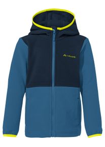 Vaude Kinder Fleecejacke "KIDS PULEX HOODED JACKET II", blau, sportlich, Gr. 104, unifarben mit Farbeinsatz, Fleece, Obermaterial: 100% Polyester,