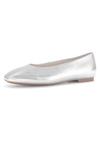 Gabor Damen Ballerina, Gr. 36, silber, Kalbsleder, metallic, klassisch, Schuhe, Blockabsatz, Businessschuh, Flats, Bequemschuh in Karreeform
