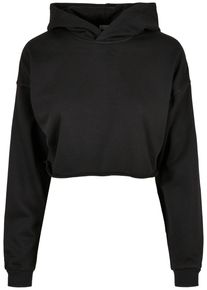 Urban Classics Damen Rundhalspullover "Urban Classics Damen Ladies Oversized Cropped Hoody", schwarz, casual, Gr. S, unifarben, 65% Baumwolle, 35%