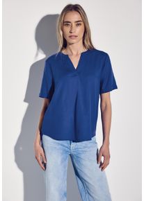 Street One Damen Shirtbluse, blau, casual, Gr. 44, unifarben, Stoff, 100% Viskose, Blusen, aus softer Viskose