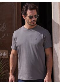Lerros Herren T-Shirt "Lerros Basic T-Shirt mit Logostitch", grau, Gr. S, 100% Baumwolle, Shirts