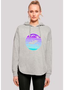 F4NT4STIC Damen Kapuzenpullover "Retro Alien Weltraum Sonnenuntergang", grau, casual, Gr. XS, Obermaterial: 100% Baumwolle, Pullover, Premium Qualität