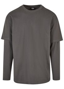 Urban Classics Herren T-Shirt "Urban Classics Herren Oversized Shaped Double Layer LS Tee", grau, casual, Gr. XL, unifarben, 100% Baumwolle, Shirts