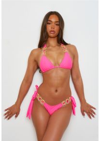 MODA MINX Damen Triangel-Bikini-Top "Boujee", pink, elegant, Gr. M, unifarben, 82% Polyamid, 18% Elasthan, Bikini-Oberteile, mit funkelndem