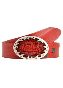 Damen Ledergürtel, rot, casual,modisch, Gr. 95, RETTUNGSRING BY SHOWROOM 019, unifarben, Leder, Gürtel, mit austauschbarer Schließe »Flamme Oval Rot«