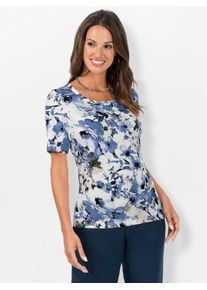 Lady Damen Kurzarmshirt "Shirt", blau, Gr. 38, geblümt, gemustert, mehrfarbig, 95% Viskose, 5% Elasthan, Shirts