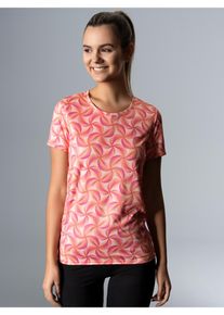 TRIGEMA Damen T-Shirt "TRIGEMA Sport T-Shirt mit modischem Allover-Print", rot, sportlich, Gr. XL, 100% Polyester (recycelt), Shirts