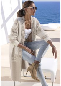 Lascana Damen Longstrickjacke, beige, modisch, Gr. 36, gemustert, Strick, Obermaterial: 50% Polyamid, 30% Viskose, 20% Polyester, Strickjacken, aus