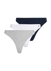 Damen Tanga "3 PACK DIPPED THONG", Tommy Hilfiger Underwear, Gr. Llt grau, navy rib, weiß, Jersey, Obermaterial: 95% Baumwolle, 5% Elasthan,