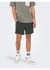 Only & Sons ONLY & SONS Herren Badeshorts "ONSTED LIFE SOLID SEERSUCKER SWIM NOOS", grün, modisch, Gr. M, Web, Obermaterial: 100% Polyester, Badehosen