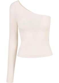 Urban Classics Damen Langarmshirt "Urban Classics Damen Ladies Asymmetric Longsleeve", beige, casual, Gr. 4XL, unifarben, 95% Baumwolle, 5% Elasthan,