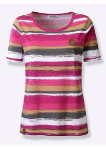 Casual Looks Damen T-Shirt "Shirt", pink, Gr. 38, gemustert, mehrfarbig, gestreift, 100% Baumwolle, Shirts
