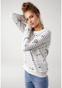 Kangaroos Damen Sweatshirt, beige, casual, Gr. 52, bedruckt, kontrastfarbene Details, meliert, Interlock, Obermaterial: 99% Baumwolle, 1% Viskose,