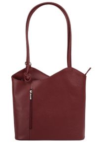 CLUTY Cityrucksack, rot, Rindsleder, Leder, beschichtet, leicht glänzend, elegant, Rucksäcke, echt Leder, Made in Italy