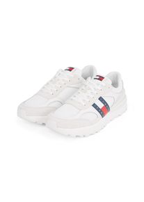 Tommy Jeans Herren Sneaker "TJM TECHNICAL RUNNER ESS", Gr. 40, beige, Leder, Textil, sportlich, Schuhe, Freizeitschuh, Halbschuh, Schnürschuh mit