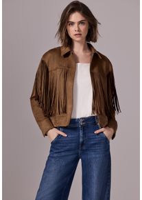Damen Lederimitatjacke, braun, casual, Gr. 40, STREET ONE STUDIO, unifarben, Stoff, 94% Polyester, 6% Elasthan, Jacken, mit Kragen