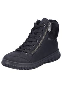 Rieker Damen Winterboots, Gr. 37, schwarz, Lederimitat, Textil, unifarben, sportlich, Schuhe, Schnürboots, Stiefelette mit wasserabweisender