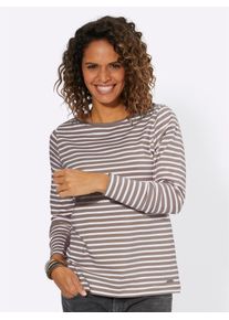 Casual Looks Damen Langarmshirt "Ringelshirt", grau, Gr. 40, gemustert, mehrfarbig, gestreift, 95% Baumwolle, 5% Elasthan, Shirts