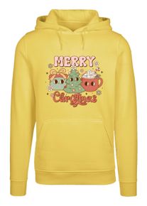 F4NT4STIC Damen Kapuzenpullover "Merry Christmas Cozy And Cute", gelb, casual, Gr. M, Obermaterial: 65% Baumwolle, 35% Polyester, Pullover, Premium