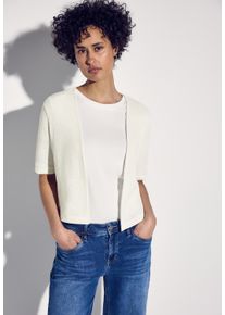 Street One Damen Cardigan, weiß, casual, Gr. 34, unifarben, Stoff, 76% Polyester, 19% Viskose, 5% Elasthan, Strickjacken, in Unifarbe