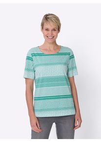 Classic Basics Damen Kurzarmshirt "Shirt", grün, Gr. 42, gemustert, mehrfarbig, 100% Baumwolle, Shirts