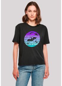 F4NT4STIC Damen T-Shirt "Retro Alien Weltraum Sonnenuntergang", schwarz, casual, Gr. XS, Obermaterial: 100% Baumwolle, Shirts, Premium Qualität