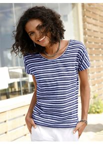 Casual Looks Damen T-Shirt "Shirt", blau, Gr. 36, gemustert, mehrfarbig, bedruckt, gestreift, 65% Polyester, 35% Baumwolle, Shirts