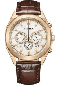 Citizen Herren Chronograph, braun, Armbanduhren, Armbanduhr, Herrenuhr, Solar, Stoppfunktion, Edelstahlarmband
